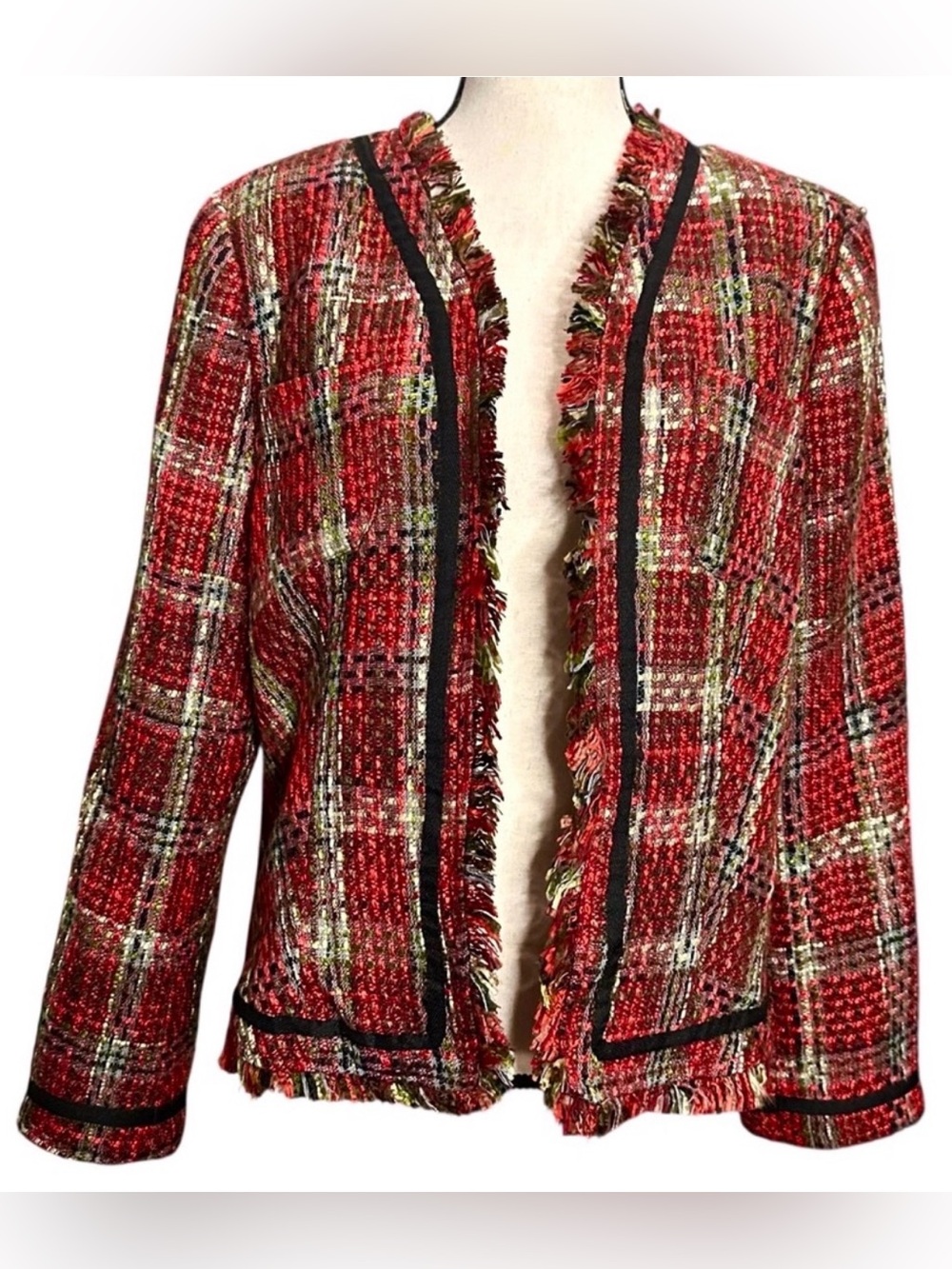 I.S.C. Blazer 14 Red Tweed Raw Trim Jacket Vintage